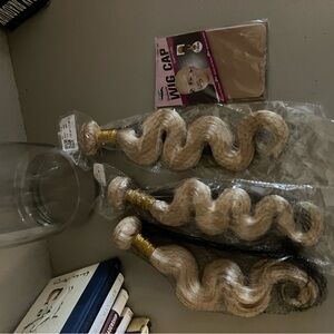 Blonde Hair Extensions with Wig Cap 16,18,20